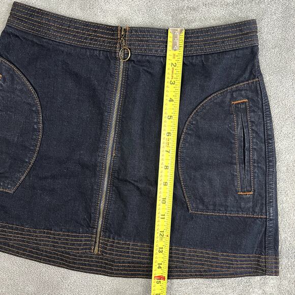Abercrombie & Fitch Denim Mini Skirt Womens 2 Front Zip Dark Wash Y2K Style NWT - Picture 9 of 9